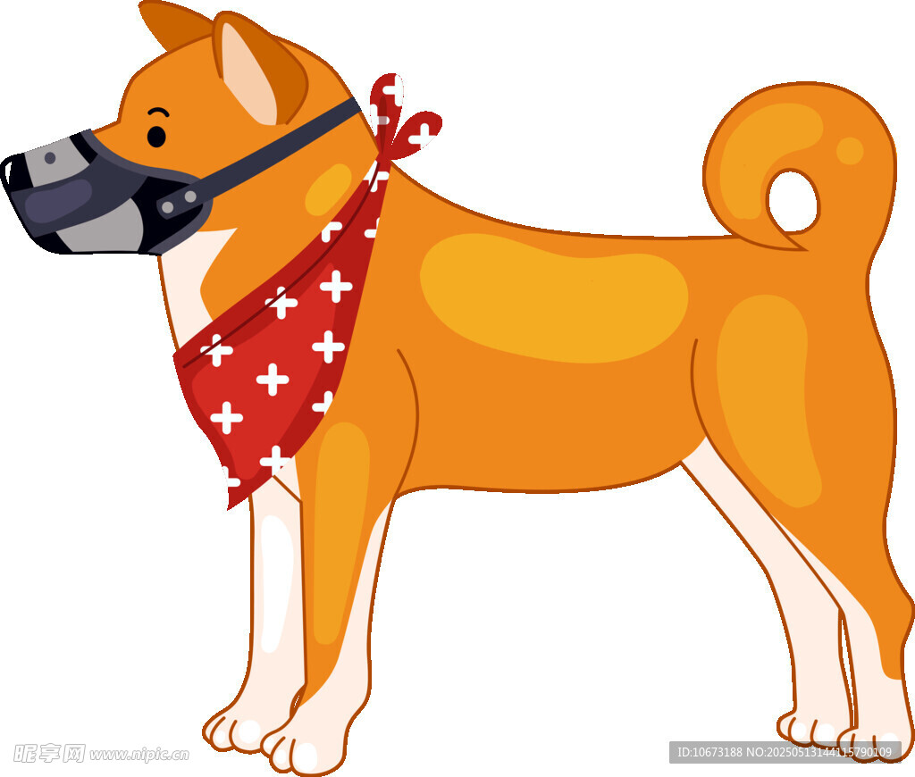 戴口罩系领巾的可爱柴犬