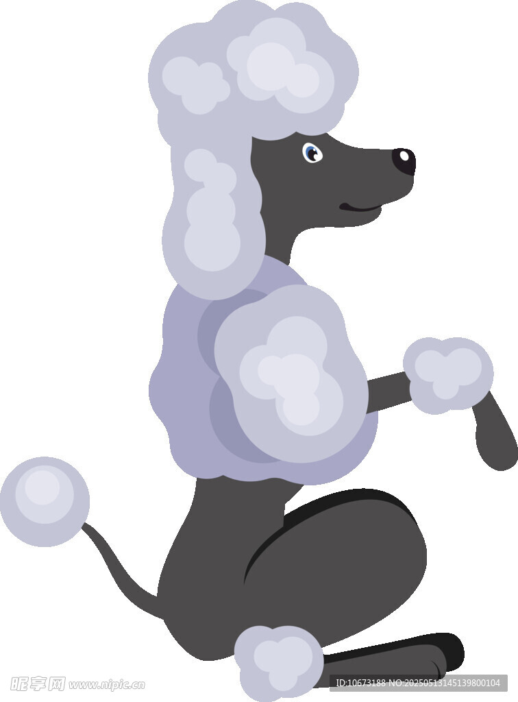坐着的贵宾犬卡通形象