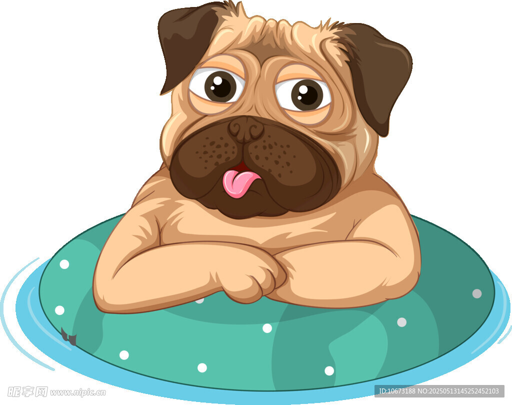 可爱巴哥犬趴在宠物垫上
