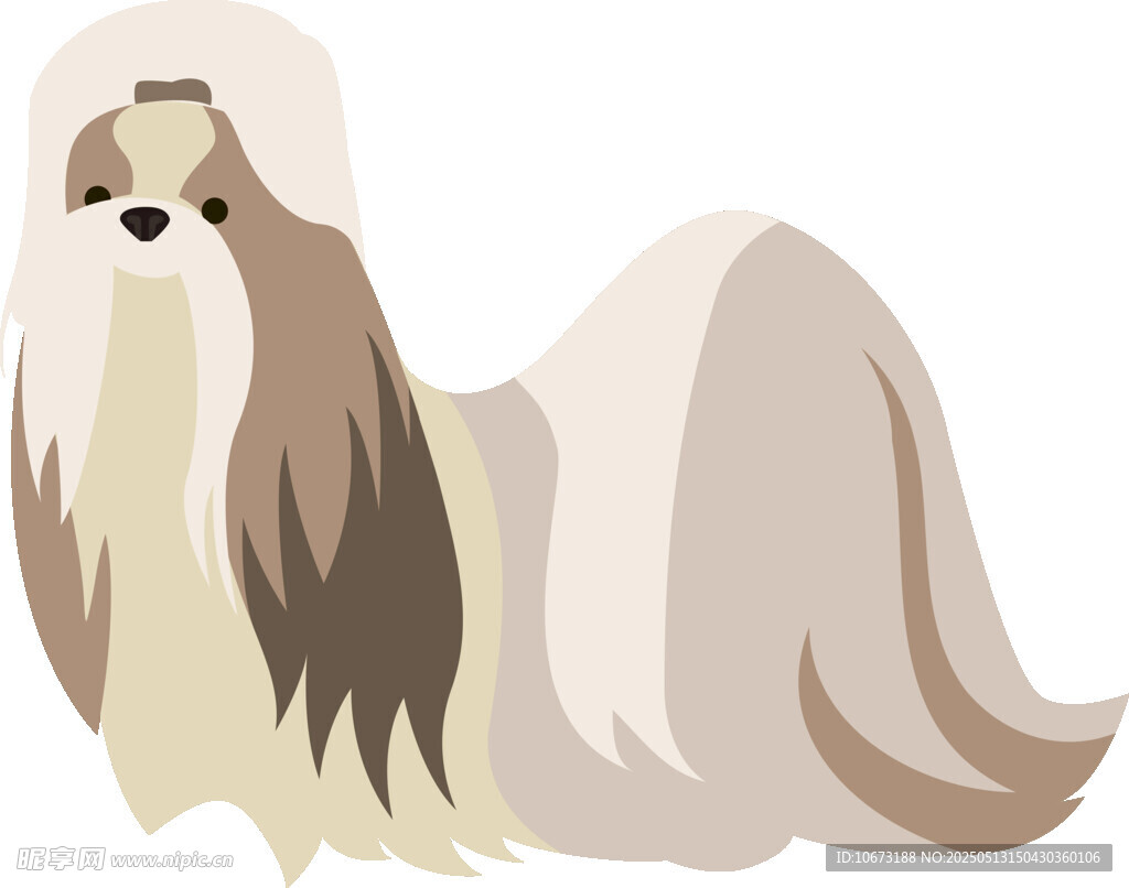 可爱长毛宠物犬插画
