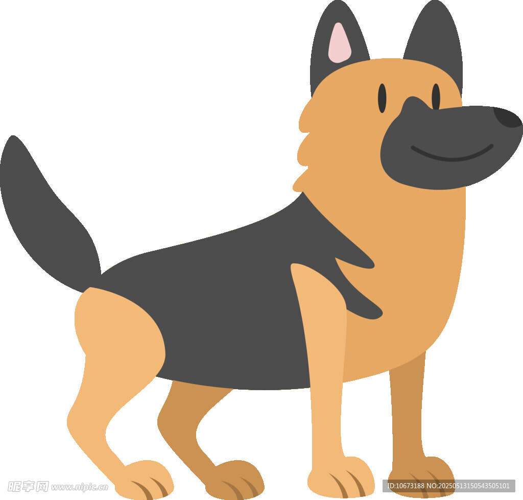 站立的德国牧羊犬卡通形象