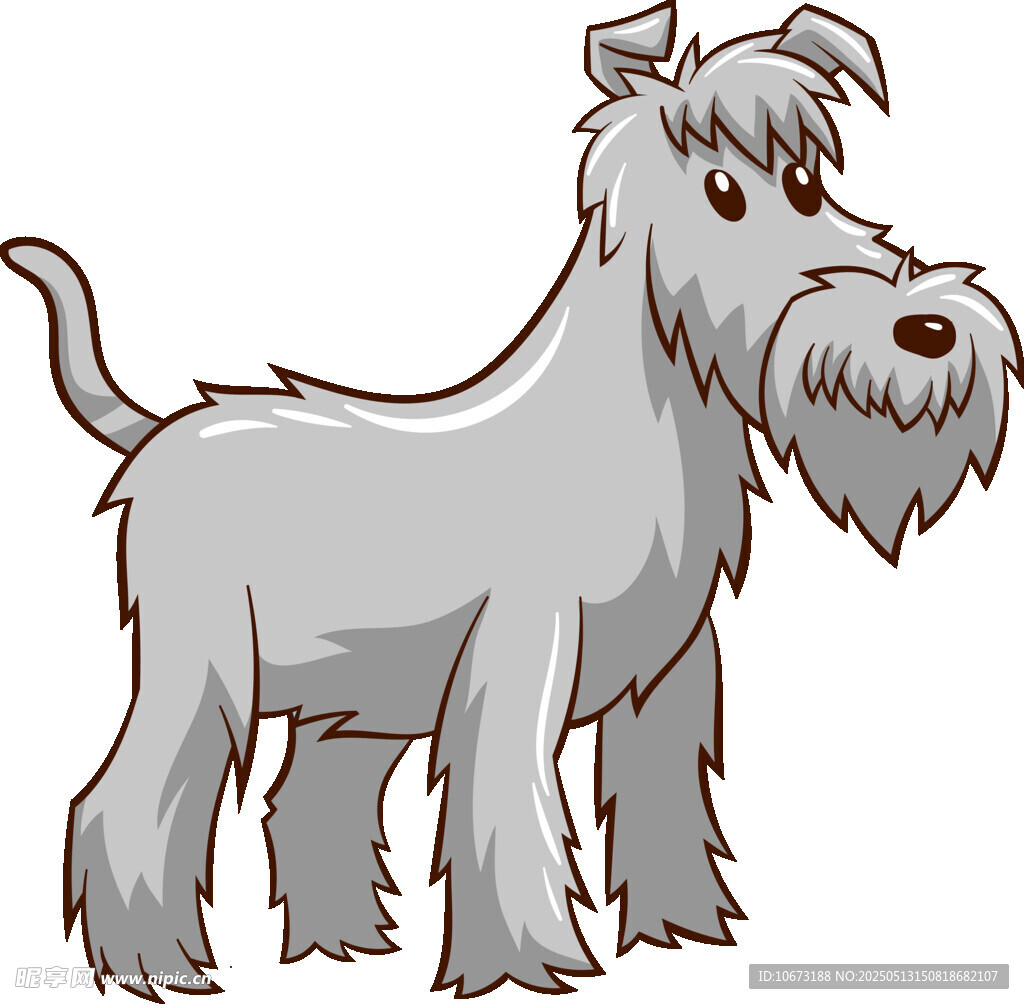 可爱的灰色梗犬卡通形象
