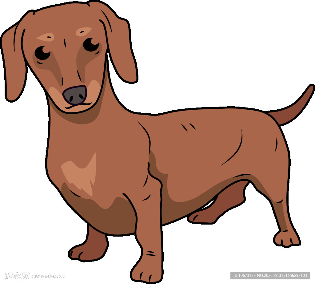 可爱棕色腊肠犬卡通形象