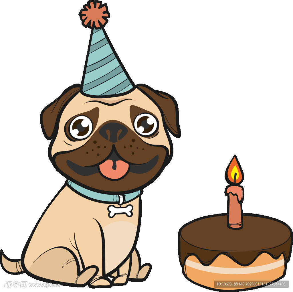 戴帽小狗与生日蛋糕