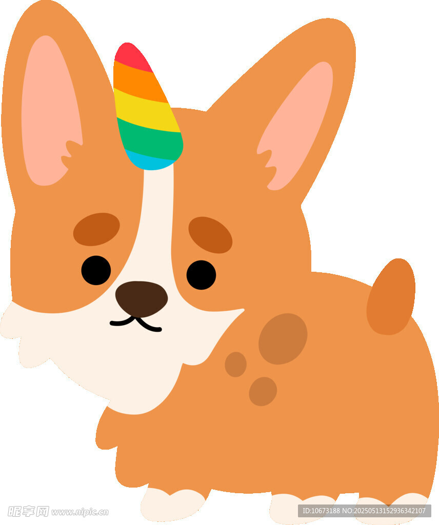 彩虹角柯基犬卡通形象