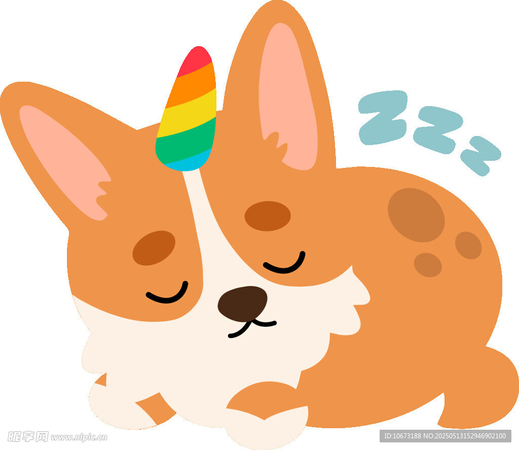 彩虹角柯基犬甜蜜梦乡