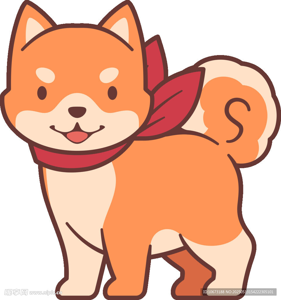 可爱系戴围巾柴犬插画
