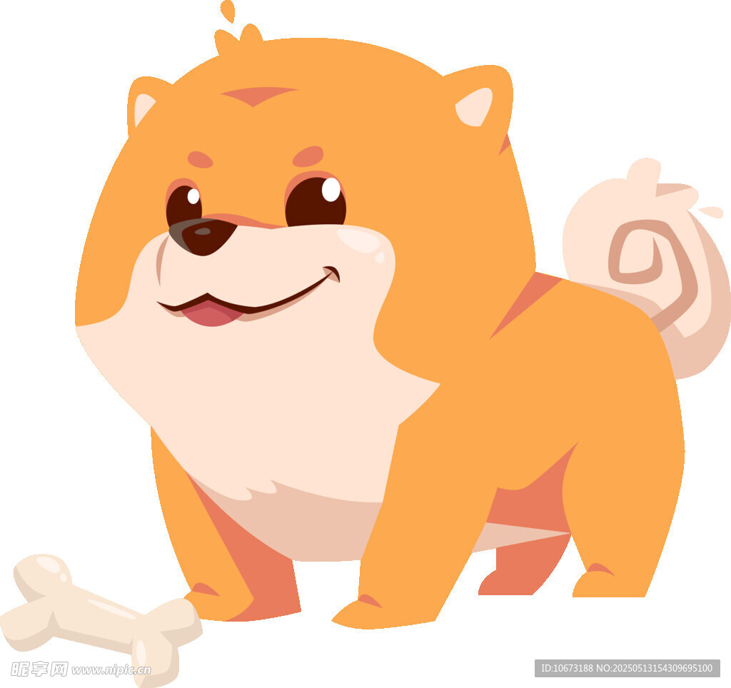 可爱柴犬与骨头插画