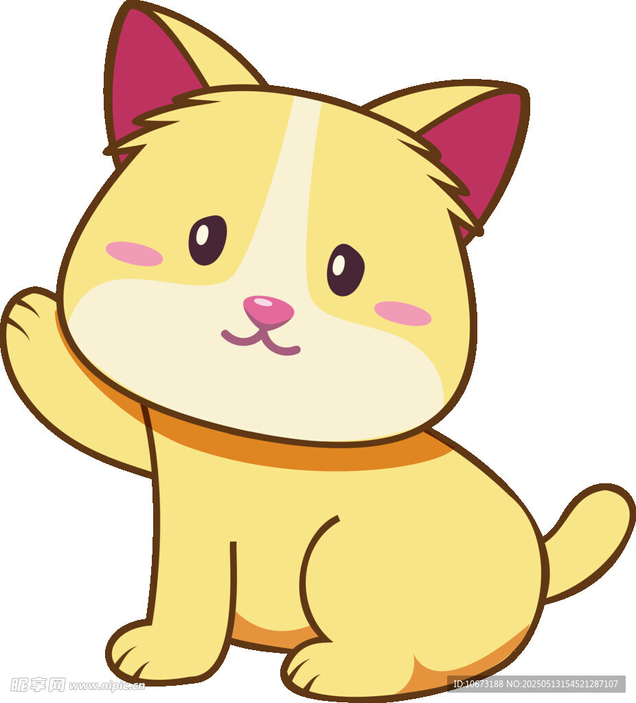 可爱招手小猫插画