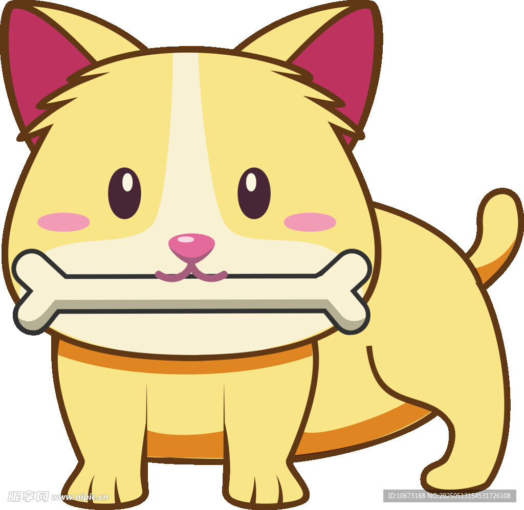 叼骨头的可爱小黄猫