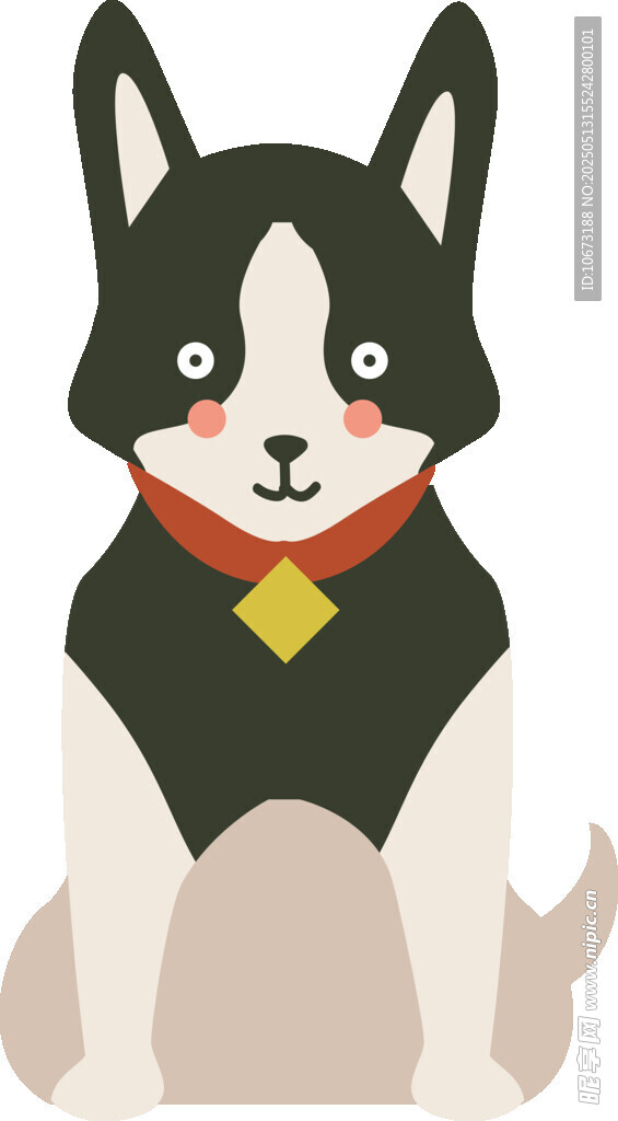 可爱黑白小狗插画