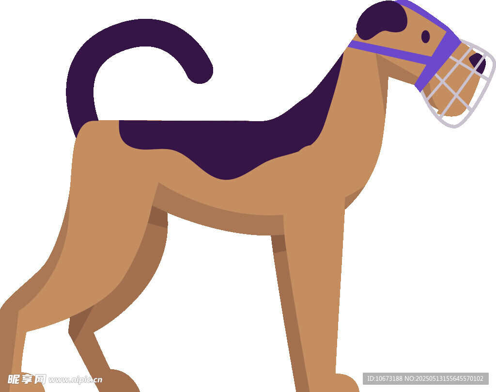 带嘴套的棕色猎犬