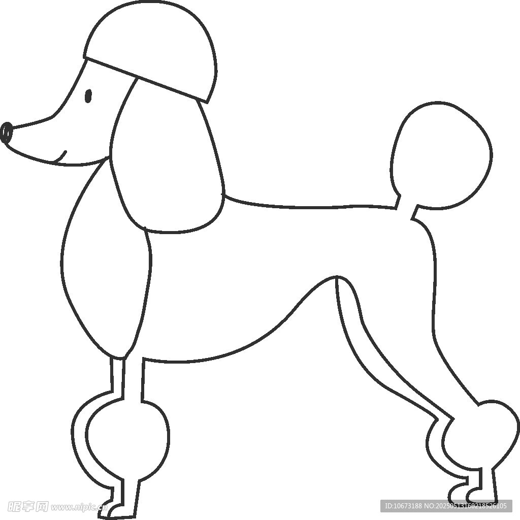 贵宾犬简笔画线条图