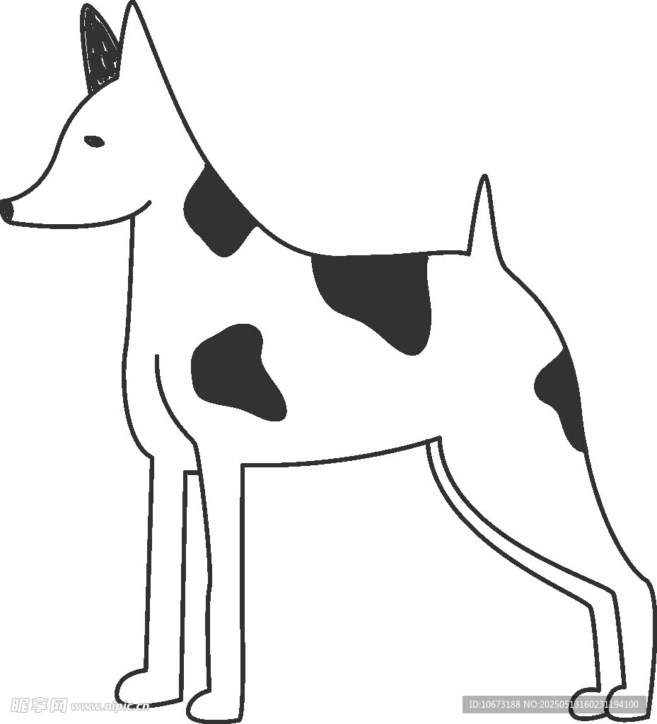 黑白斑点狗简约插画
