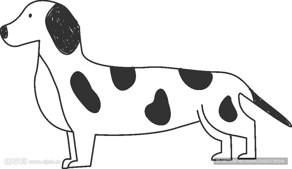 斑点腊肠犬简笔画