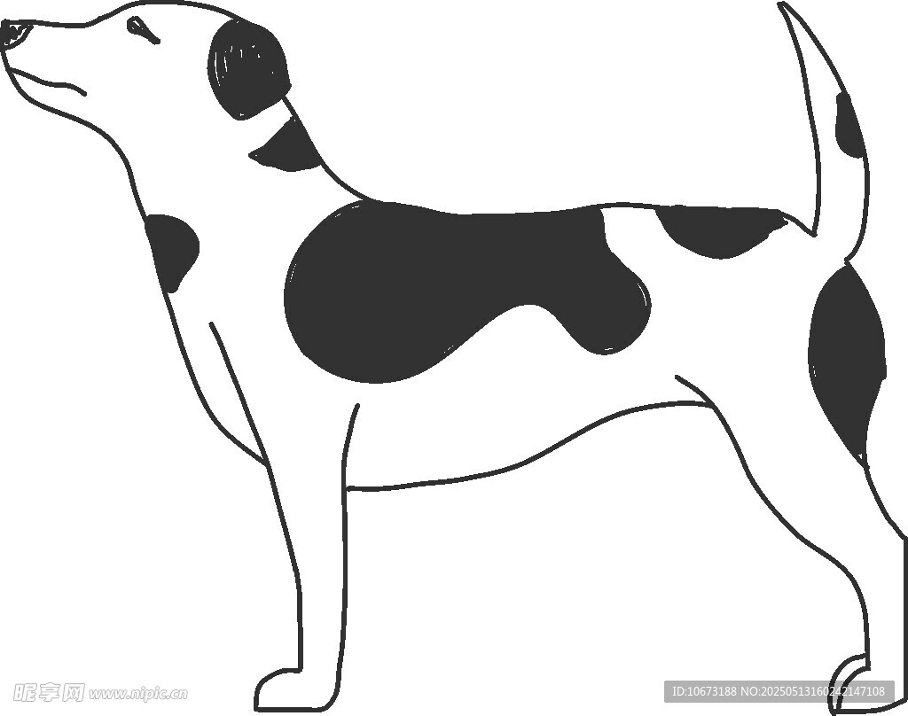 黑白斑点狗站立插画