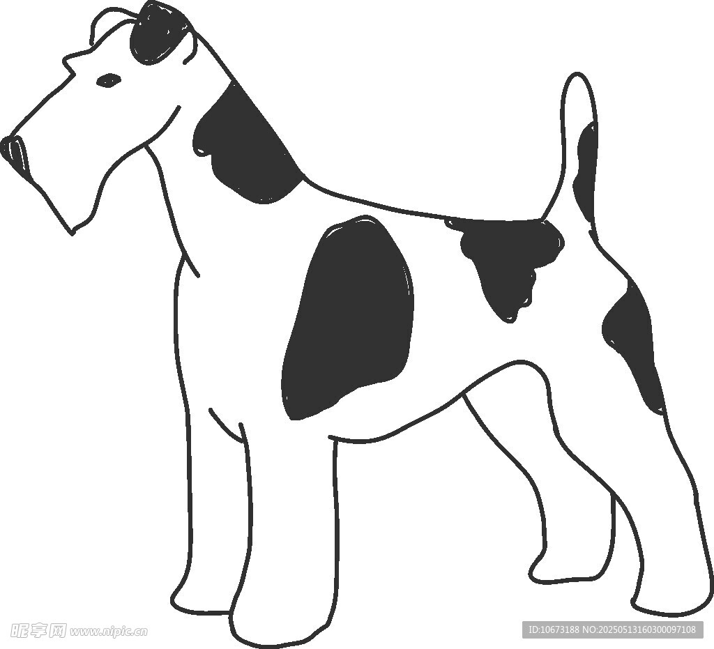 黑白斑点梗犬简笔画