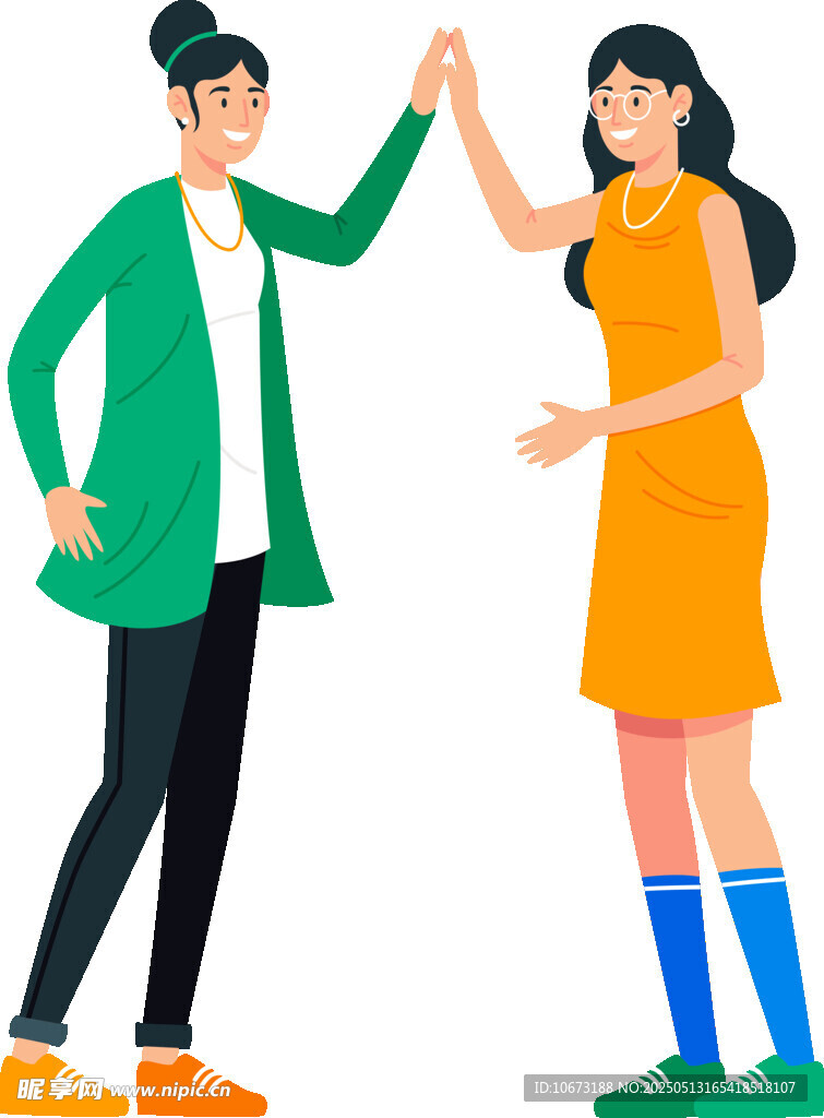 击掌的男女青年