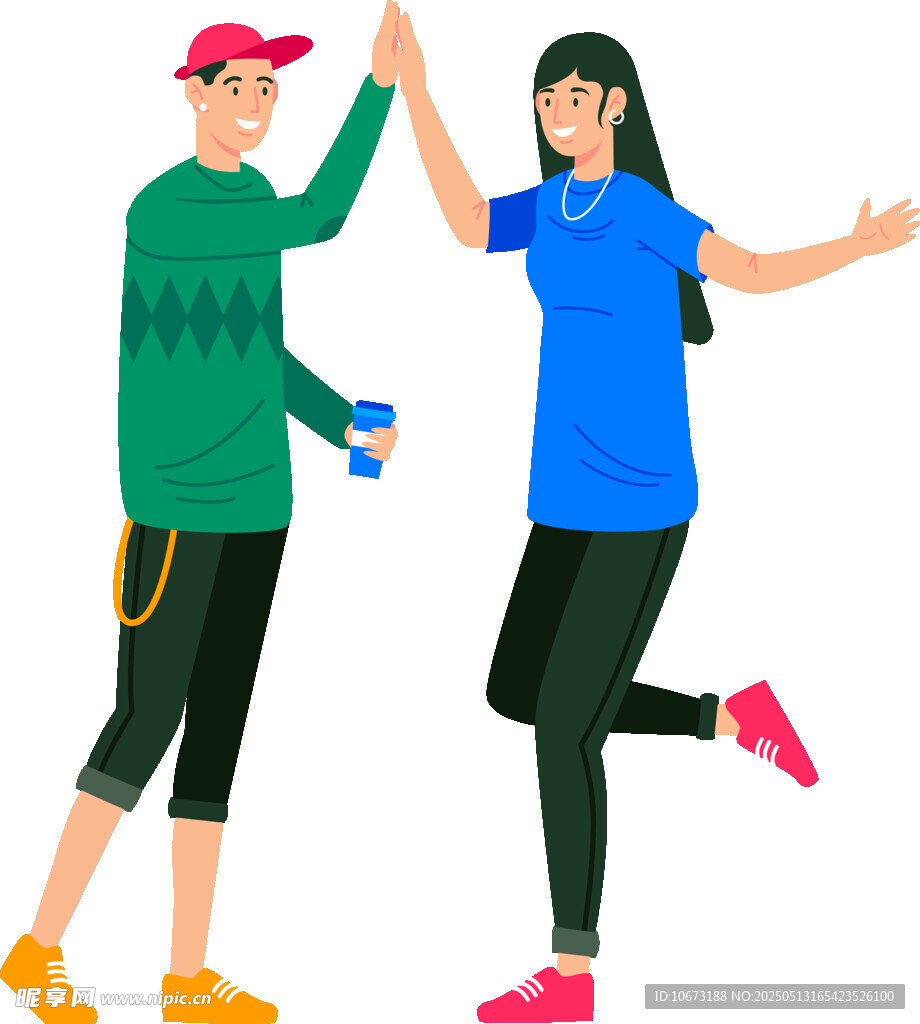 活力男女击掌共赴运动时刻