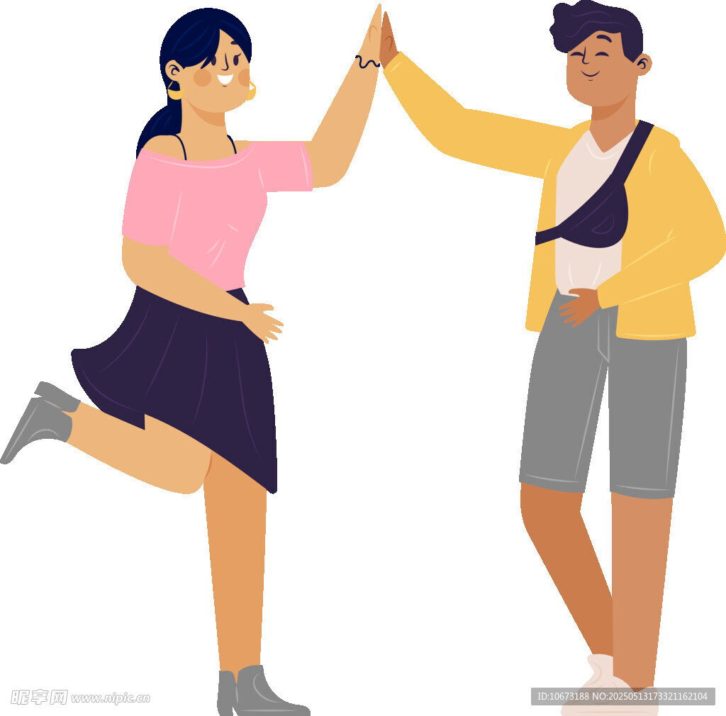 活力男女击掌瞬间