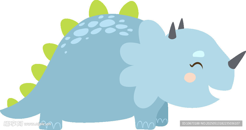 可爱蓝色小恐龙插画