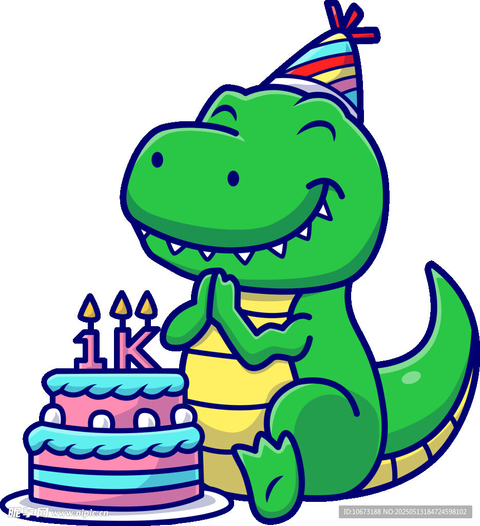 生日小鳄鱼与多彩蛋糕