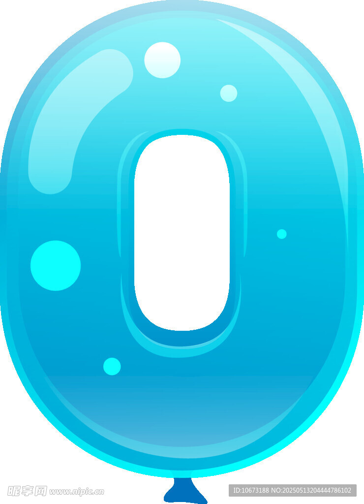蓝色透明数字0气球