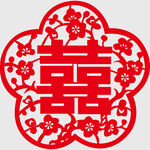 中式传统红色双喜剪纸图案