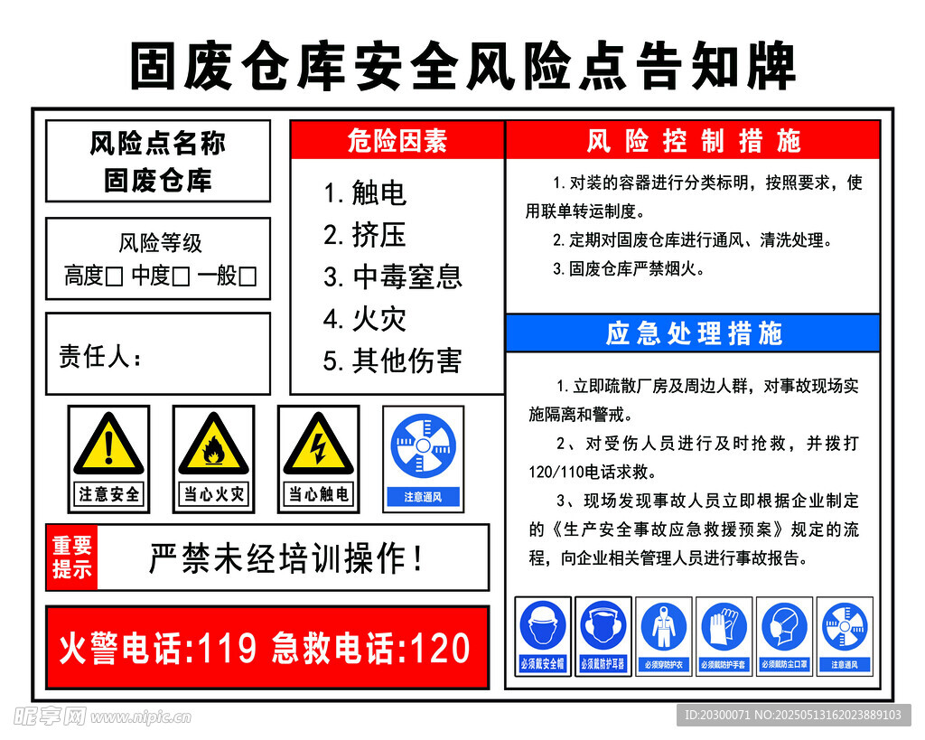 固废仓库安全风险点告知牌