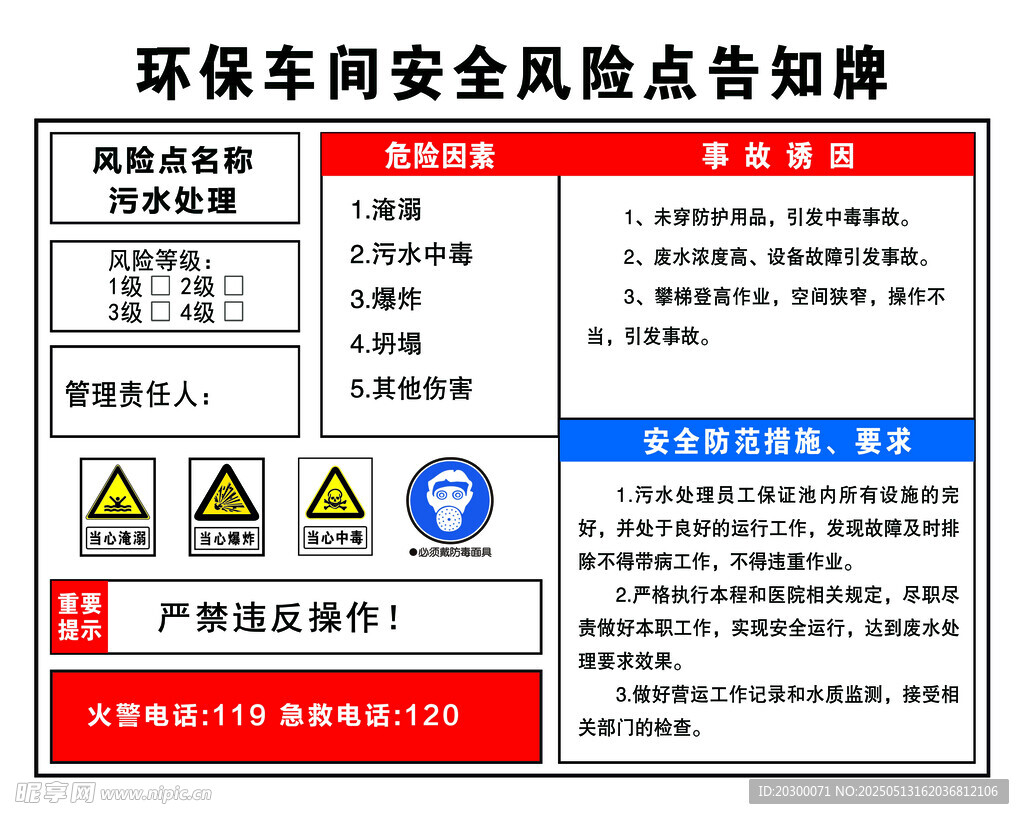 环保车间安全风险点告知牌