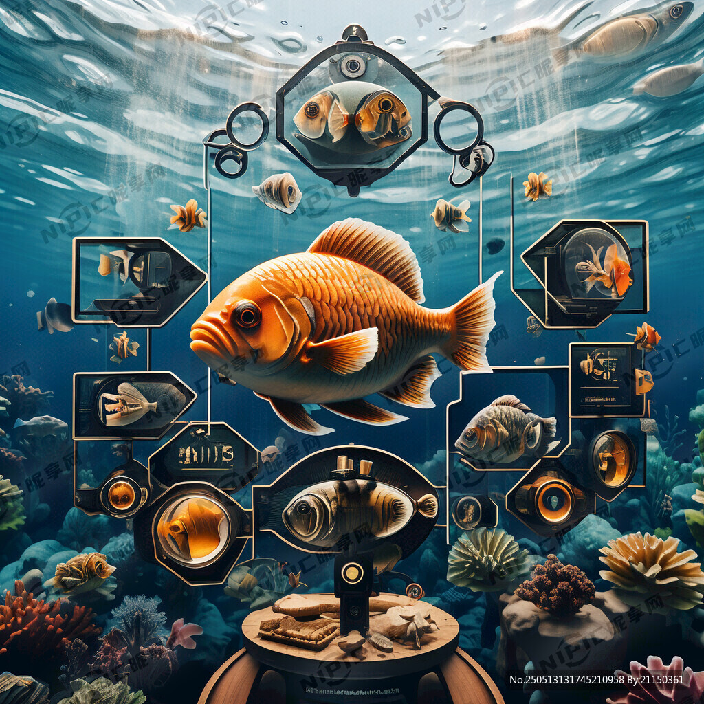 包含鱼元素的全套导视牌