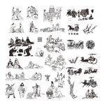 古代人物活动场景插画