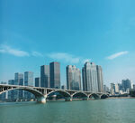 城市桥梁与林立高楼景观