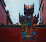 中式红墙古建筑精美牌坊