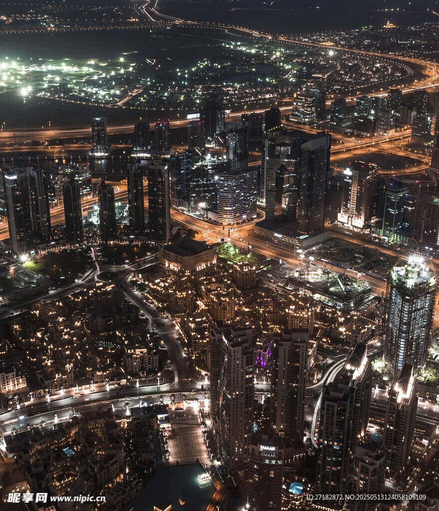 城市璀璨夜景俯瞰图