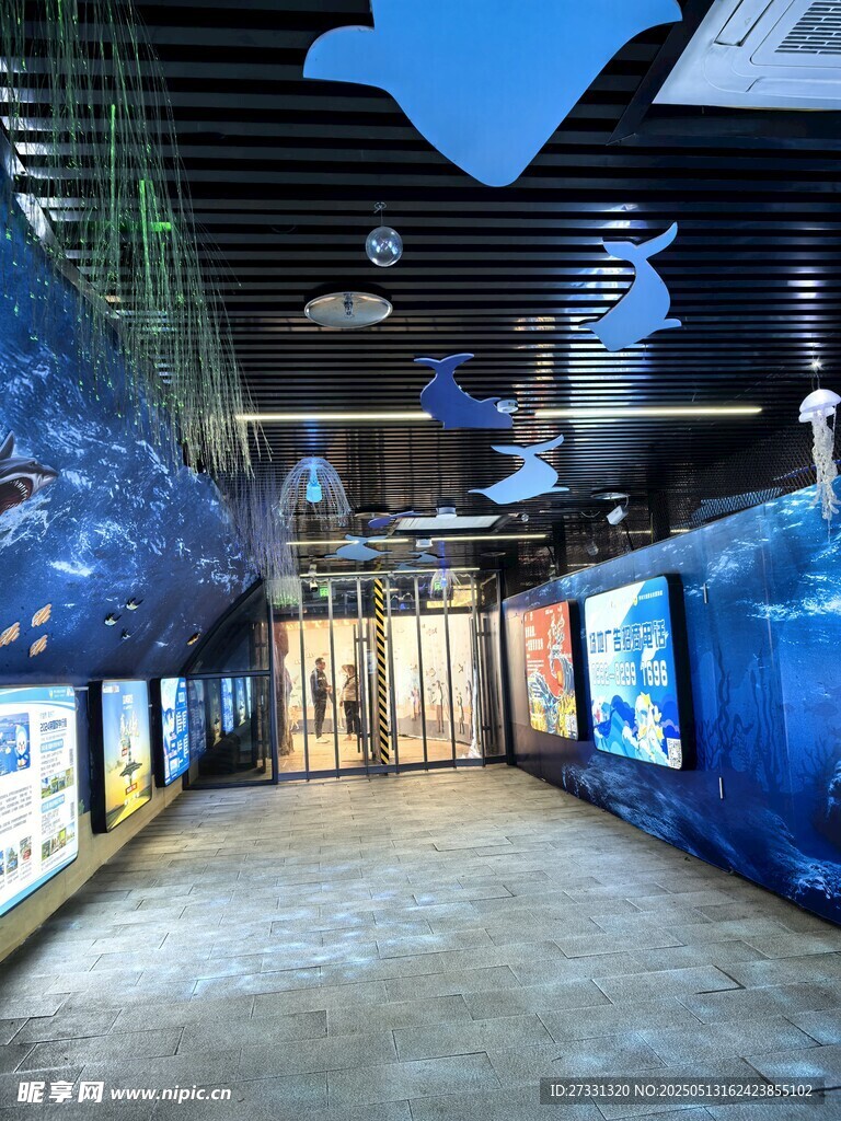 梦幻蓝色主题室内展示空间