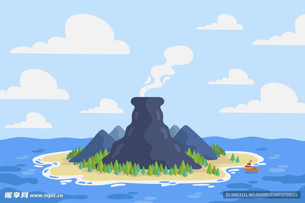 海中火山岛景观