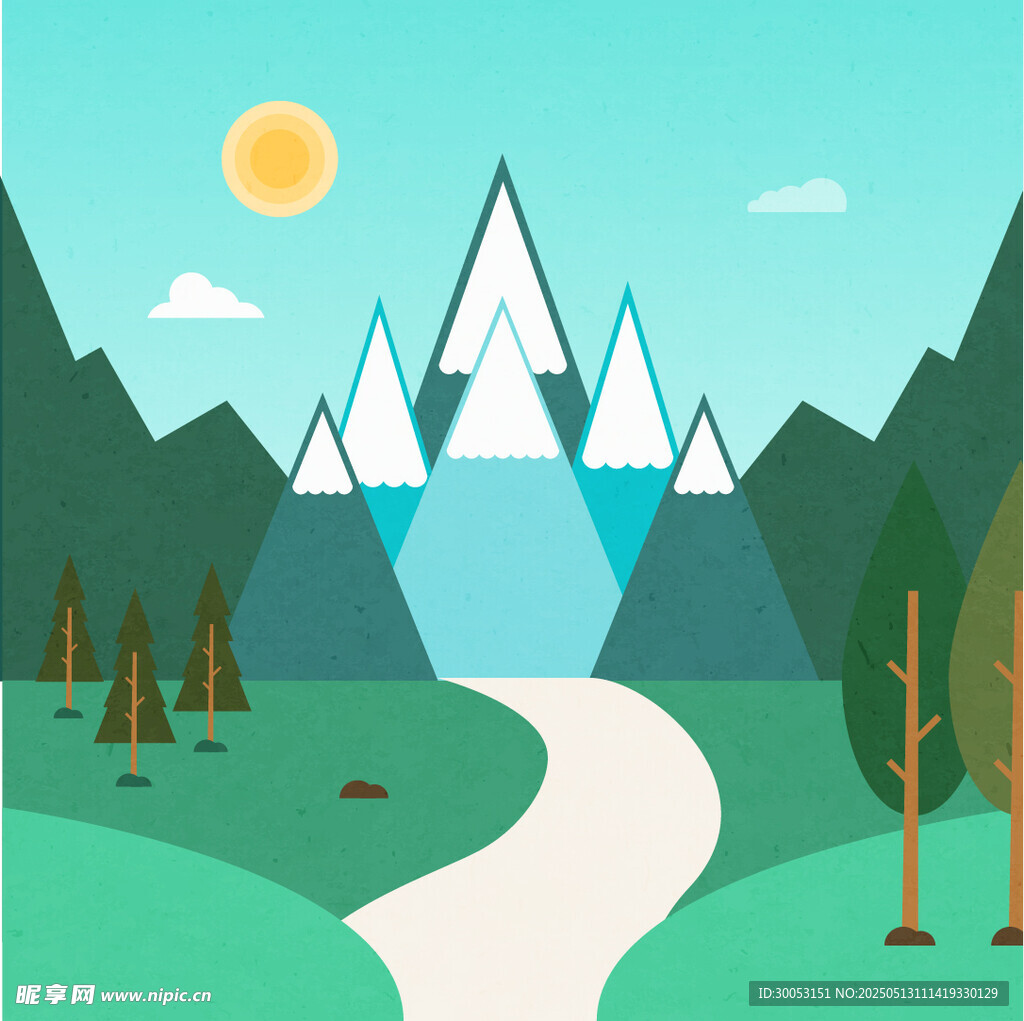 山间小路旁的秀丽山林景色
