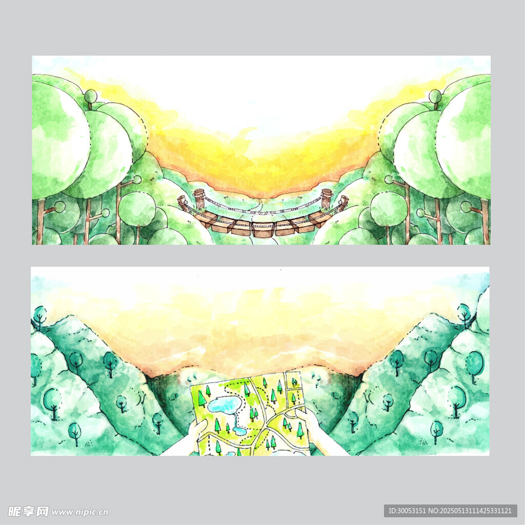 梦幻森林风景插画