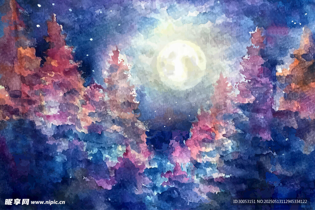 梦幻森林月夜奇幻景象