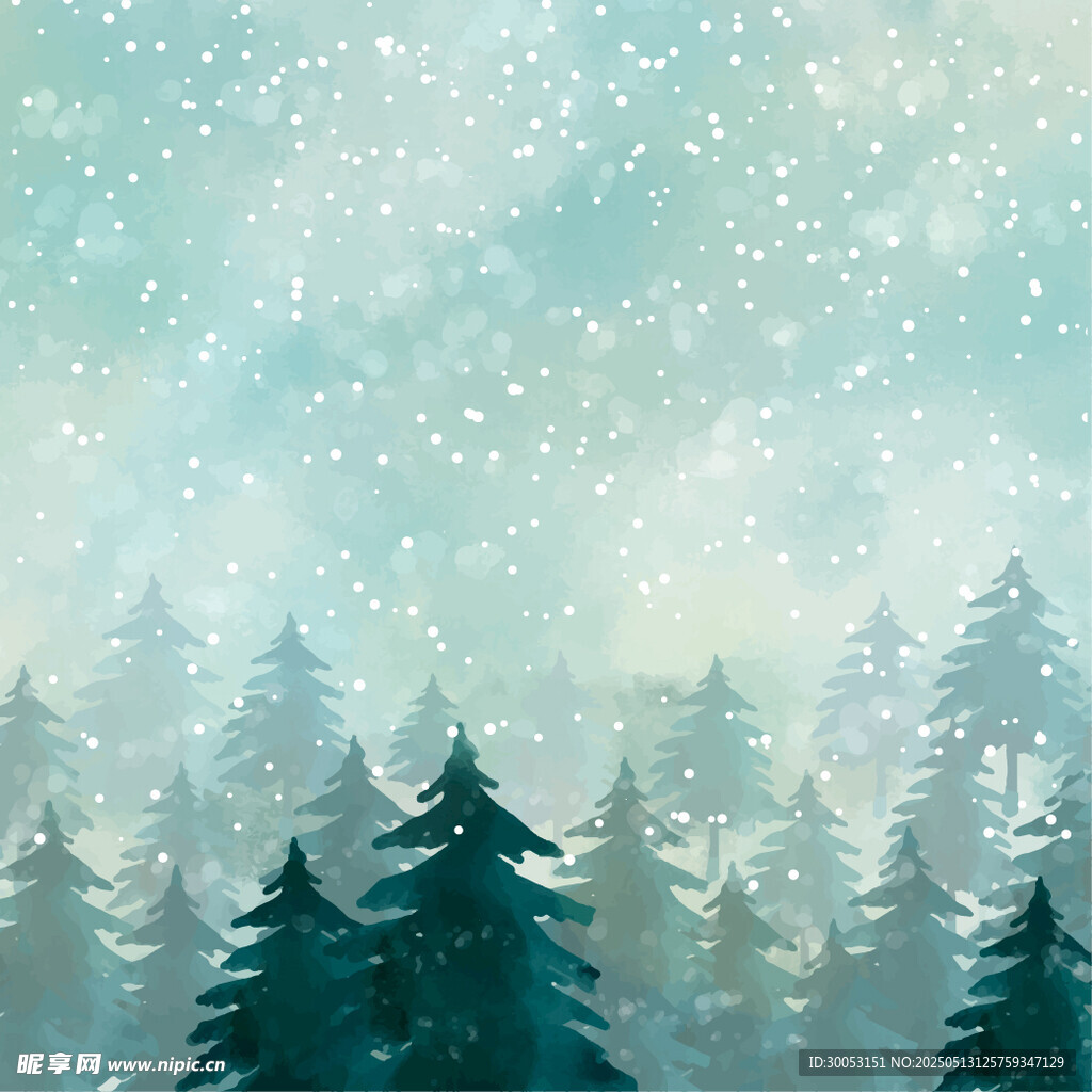 冬日雪景中的梦幻松林