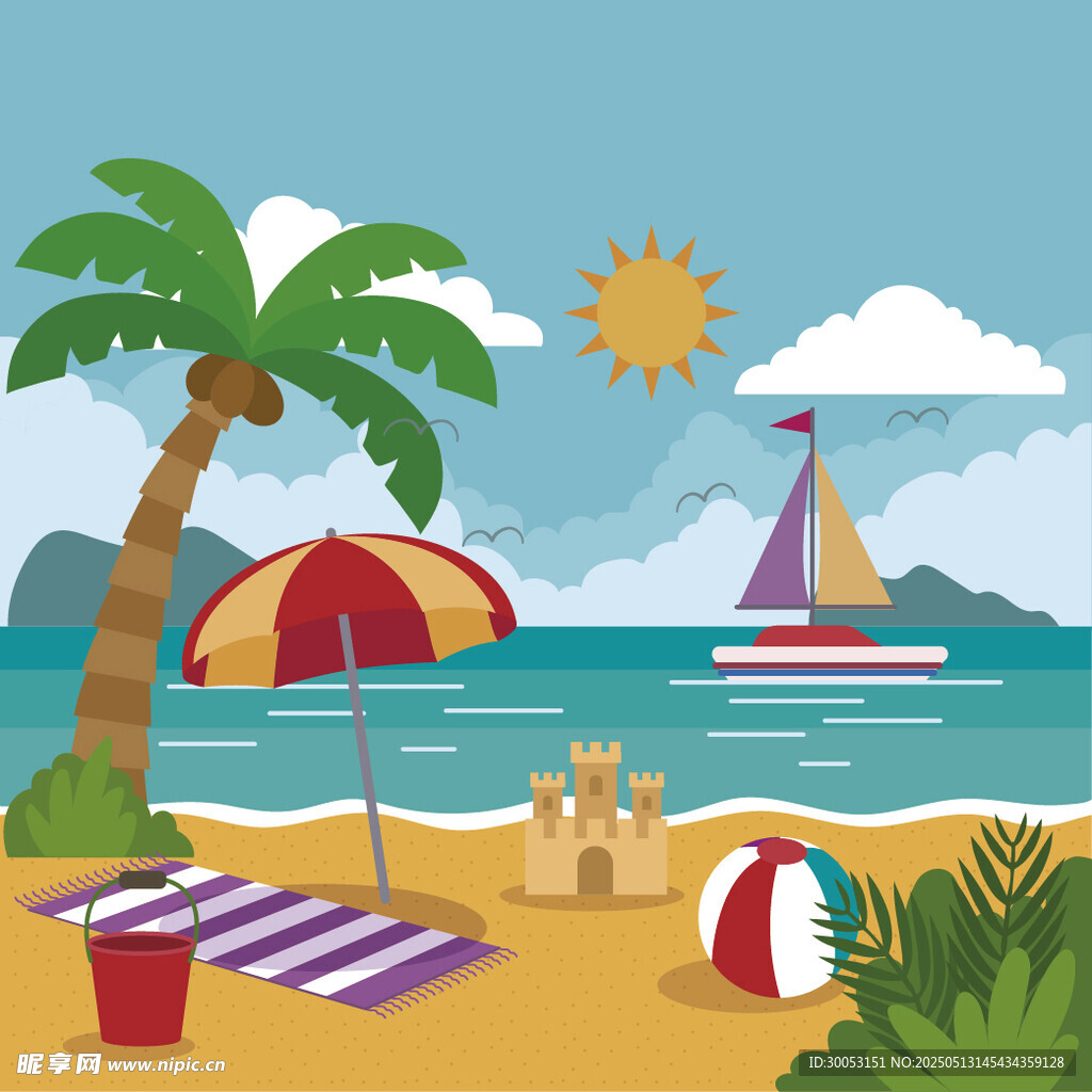 夏日海滩度假场景