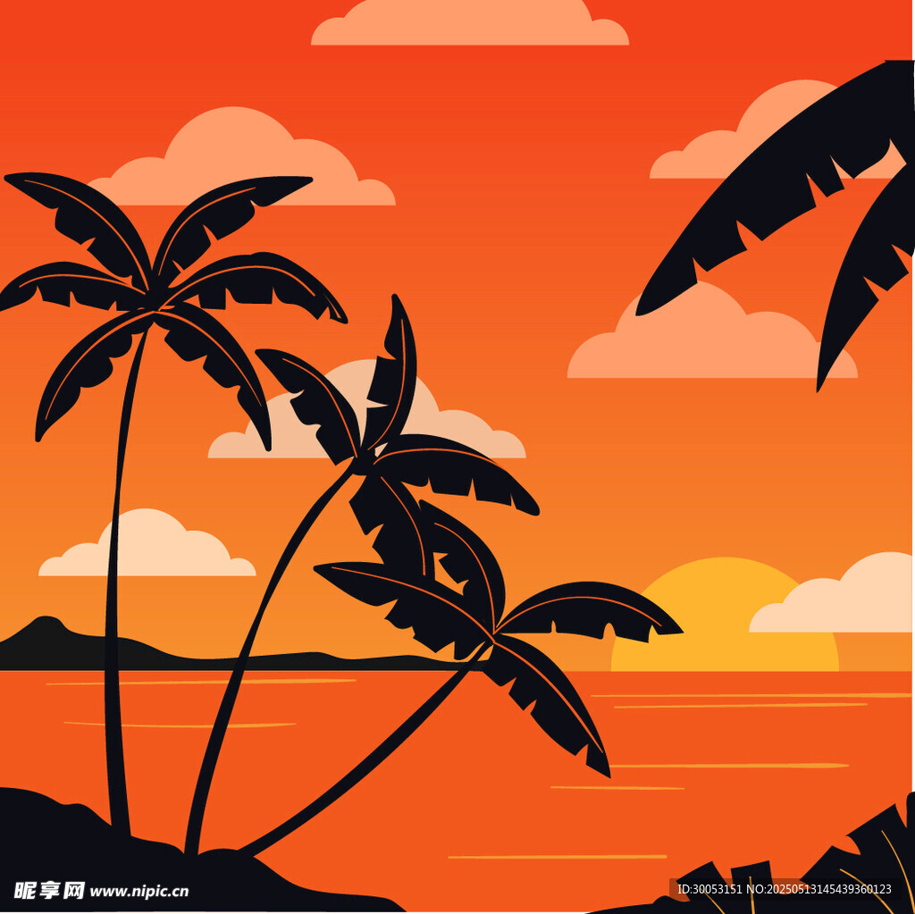 夕阳下的热带海滨风光