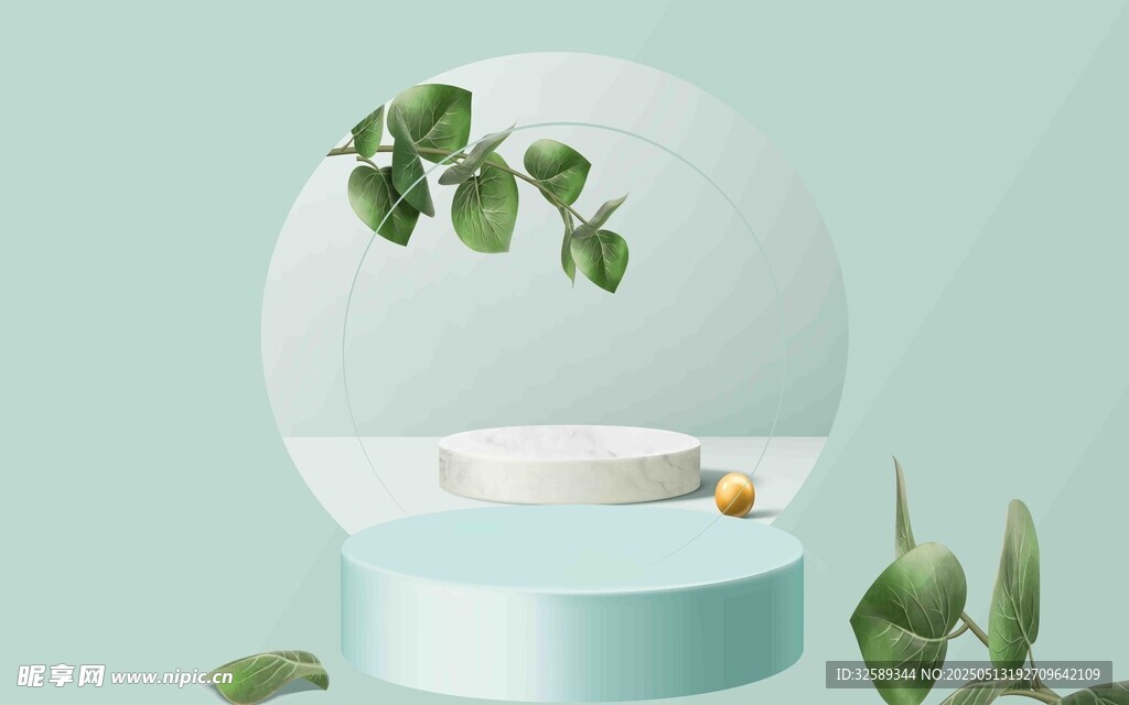 清新绿植环绕的透明容器