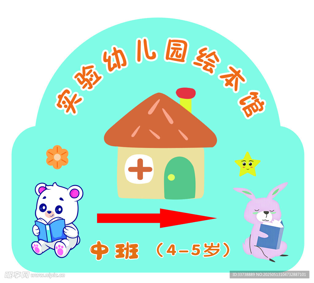 宝宝幼儿园绘本馆中班标识