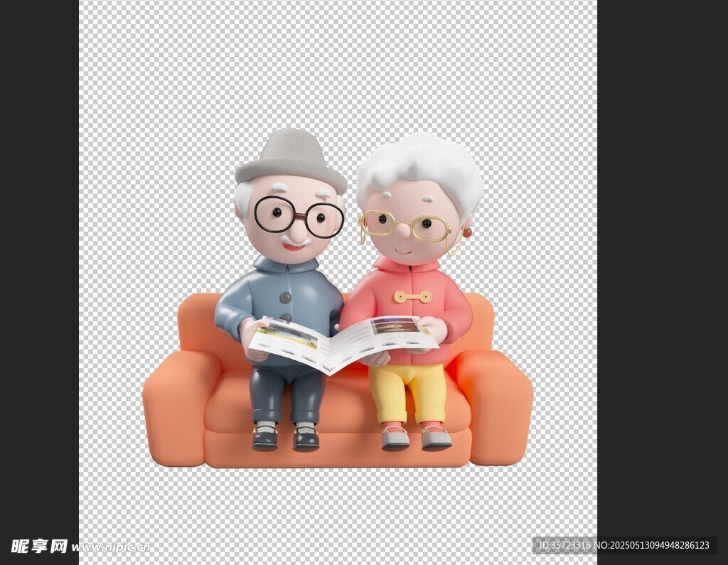 老夫妻沙发上温馨阅读时刻