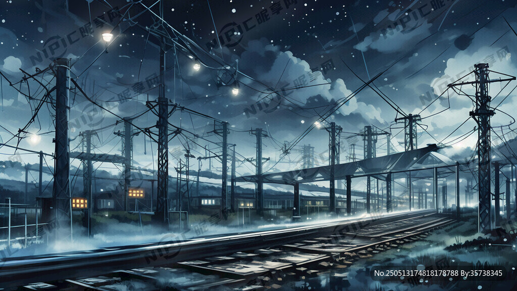 作为背景用的电气化铁路接触网线