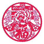 圆形福字窗花剪纸图案