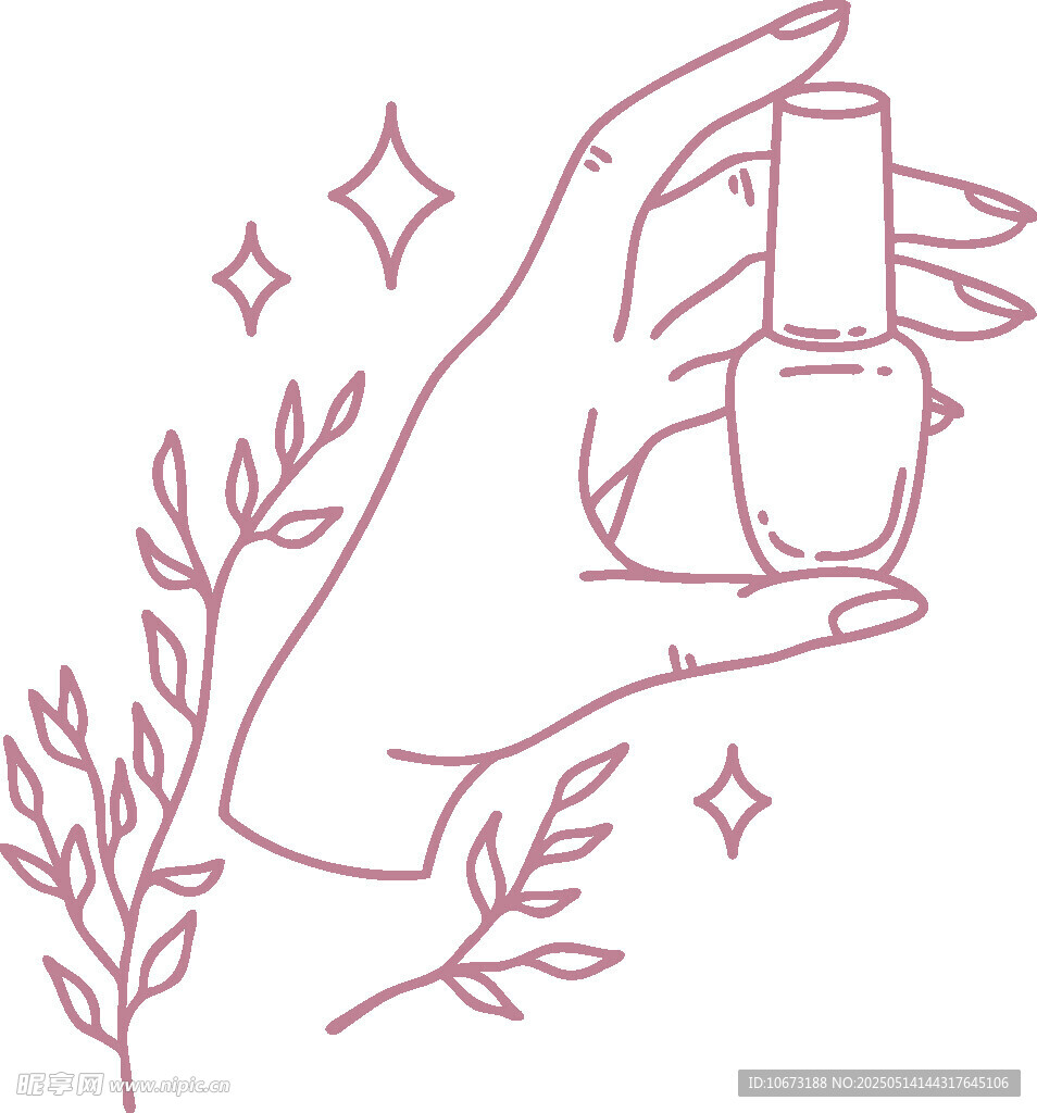 手绘美甲场景插画