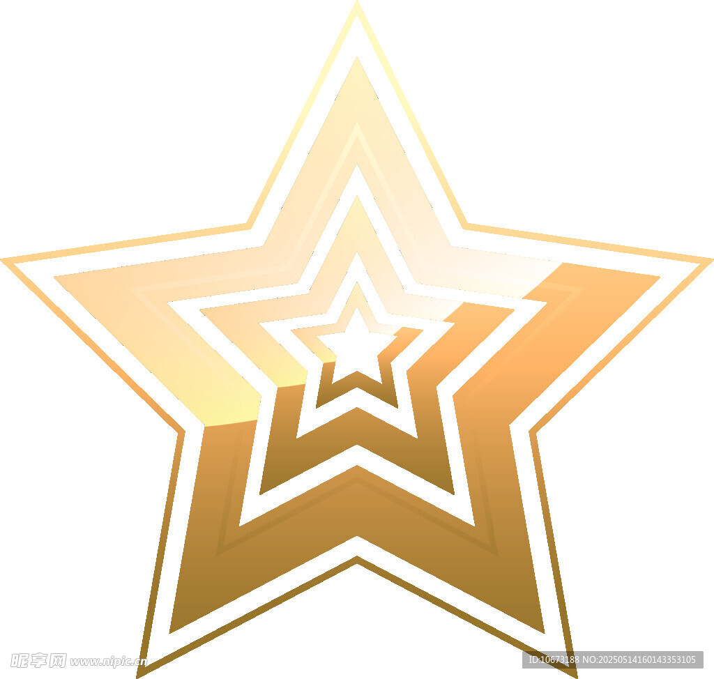 金色多层五角星图标